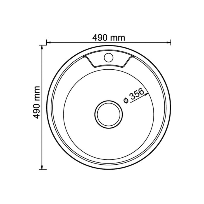 Мойка кухонная MIXLINE 528183, врезная, толщина 0.6 мм, 49х49х18 см, вып. 3 1/2", с сифоном