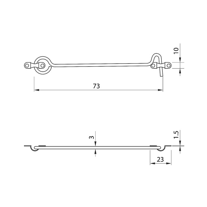 Крючок ветровой (мод.107-1), цвет золото Крючок ветровой (мод.107-1), цвет золото