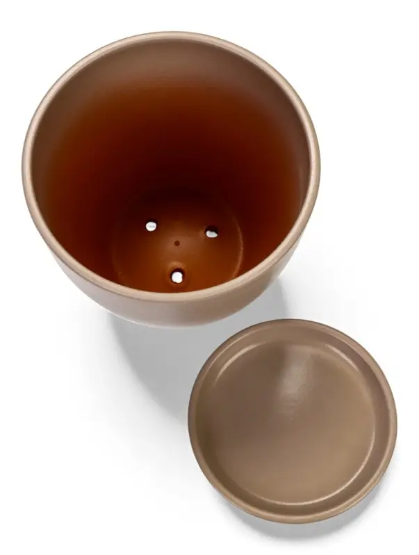 Горшок цветочный с поддоном 2,5 л, d18/h16 см капучино керамика, "Туман" (М)