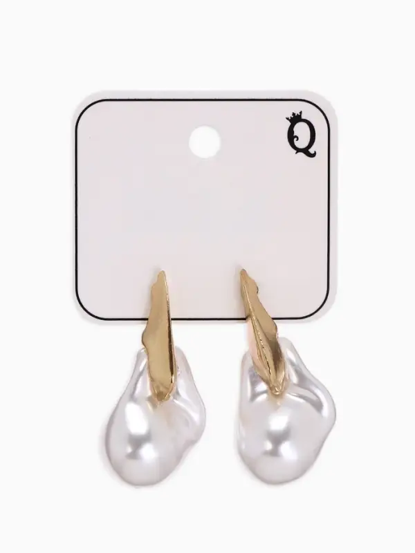 Серьги жемчуг "Капля борроко", цвет белый в золоте