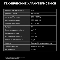 Радиоприемник H-SRS105 Bluetooth USB microSD