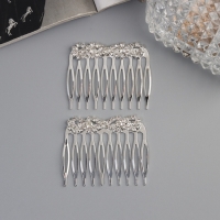 Гребень для волос "Медея" (набор 2 шт) бант, 5х4 см, серебро