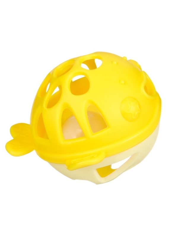 Прорезыватель силиконовый для зубов с погремушкой Крошка Я &laquo;Рыбка&raquo;, в кейсе, желтый