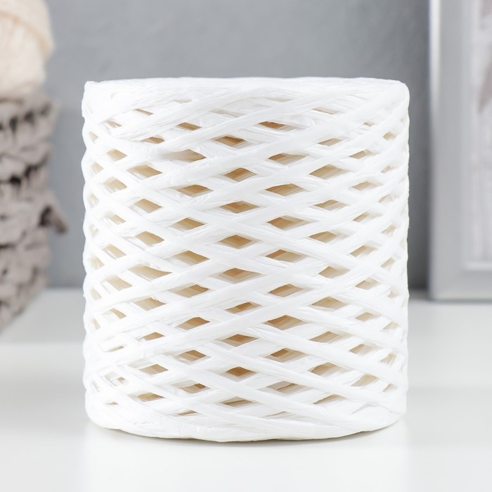 Пряжа 100% целлюлоза "Softino Raffia Color" ленточная, белая 200м &plusmn;2м 120 гр