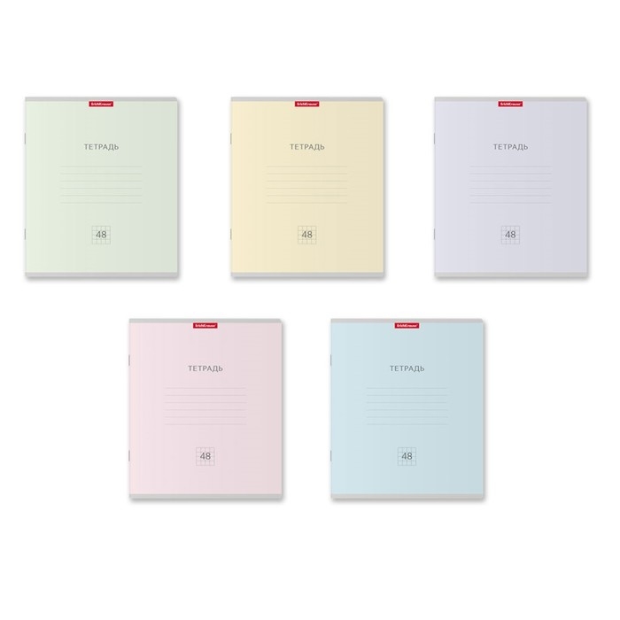 Тетрадь 48 листов в клетку, ErichKrause Тетрадь 48 листов в клетку, ErichKrause "Классика Pastel", обложка мелованный картон, блок офсет 100% белизна, МИКС