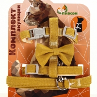 Комплект амуниции "Леди и Джентельмен", поводок 120 х 1,5 см, желтый