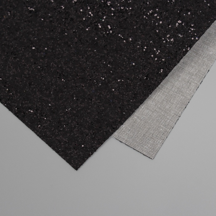 Лист для творчества иск.кожа Лист для творчества иск.кожа "Крупные блёстки" чёрный лист 33х20 см толщина 0,84 мм