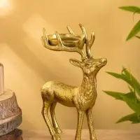 Подсвечник "Сохатый" 15,5х9х22,5 см, алюминий, золотой
