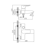 Смеситель для ванны Accoona А86312, однорычажный, хром