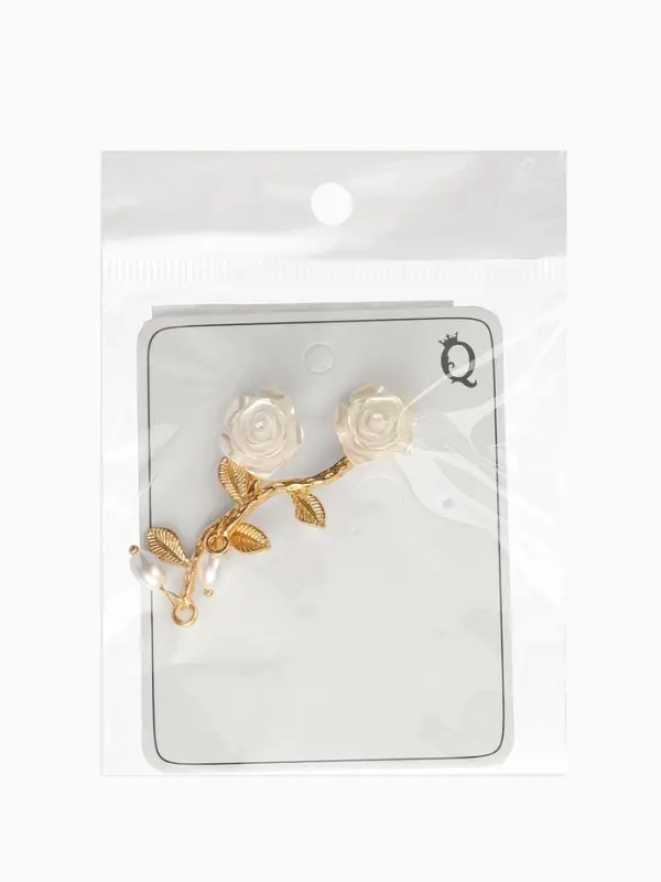 Серьги "Цветок розы", цвет белый в золоте