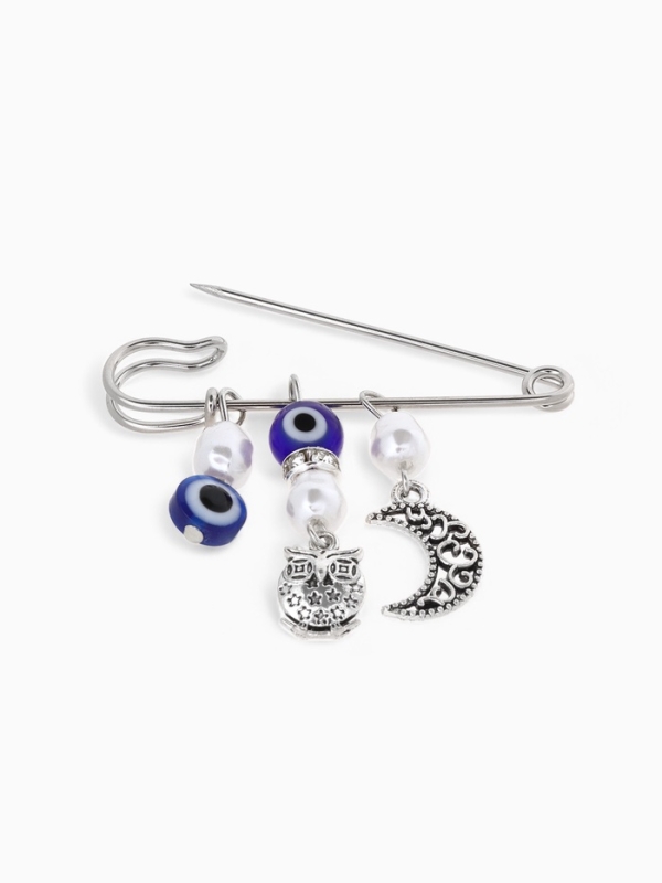 Булавка оберег &laquo;На счастье и удачу&raquo;, 5см, цвет синий в серебре