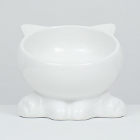 Миска керамическая "Киса" на подставке-лапках 200 мл  13 х 12 х 8 см, белая