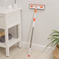 Окномойка с насадкой из микрофибры Raccoon, фиксатор, стальная телескопическая ручка, 28&times;7&times;85(120) см, цвет белый, оранжевый