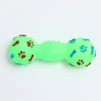 Игрушка пищащая "Гантель с лапками" для собак, 13 см, зелёная