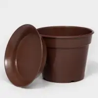 Горшок для цветов с поддоном &laquo;Доляна&raquo;, 1 л, пластиковый, коричневый