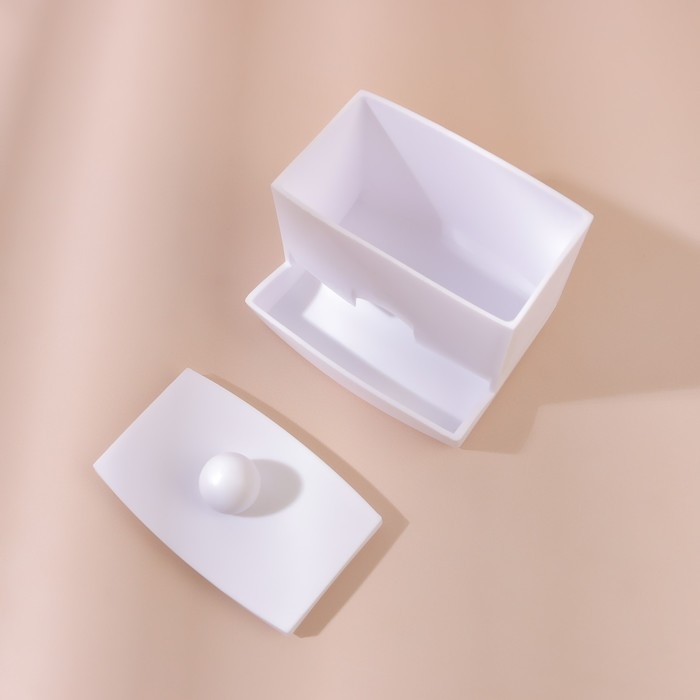 Органайзер для ватных палочек, с крышкой, 9 × 6,5 × 7,5 см, цвет белый Органайзер для ватных палочек, с крышкой, 9 × 6,5 × 7,5 см, цвет белый