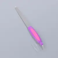 Пилка-триммер металлическая для ногтей, прорезиненная ручка, с защитным колпачком, 19 см, МИКС