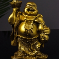 Статуэтка "Хотей со слитком" 15 см,  цвет золото