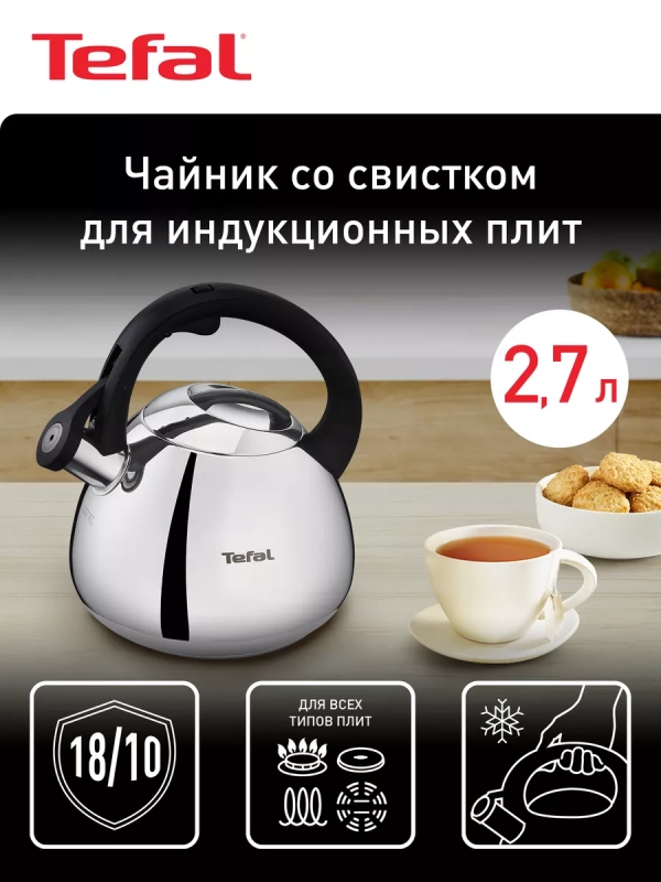 Чайник для плиты Duetto+ N4180110, 2.7 л, стальной
