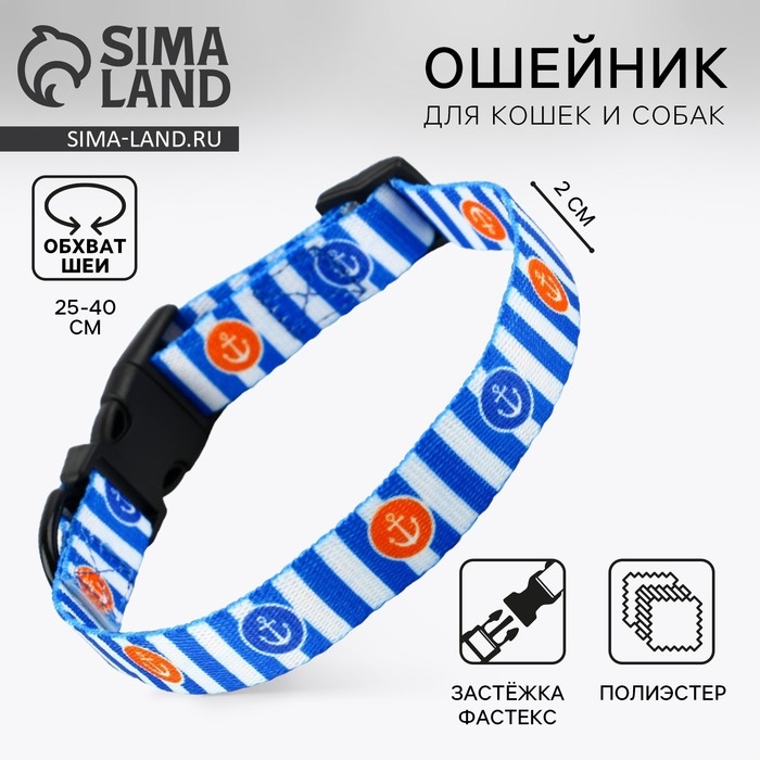 Ошейник «Для большого путешествия», застёжка - фастекс, 2 см 25-40 см Ошейник «Для большого путешествия», застёжка - фастекс, 2 см 25-40 см