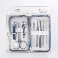 Набор маникюрный «Фактура», 8 предметов, в футляре, цвет чёрный Набор маникюрный «Фактура», 8 предметов, в футляре, цвет чёрный