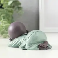 Сувенир полистоун "Маленький спящий будда" зелёно-коричневый 6,5х11х5,3 см