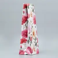 Пакет подарочный под бутылку, упаковка, &laquo;Цветы&raquo;, 36 х 13 х 10 см