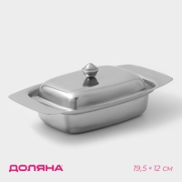 Маслёнка из нержавеющей стали Доляна, 19,5&times;12 см, цвет хромированный
