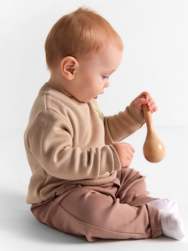 Джемпер вязаный новогодний Крошка Я "Еловые веточки" рост 80-86 см, цвет бежевый