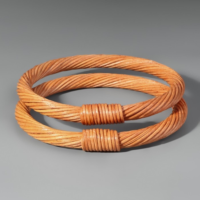 Ручки для сумки деревянные, плетёные, d = 10,2 / 12,5 см, 2 шт, цвет светло-коричневый