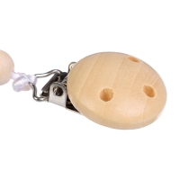 Держатель для пустышки деревянный, цвет бежевый/голубой, Mum&Baby