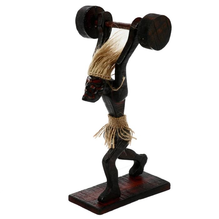Сувенир &laquo;Абориген-штангист&raquo;, 14&times;9&times;20 см, дерево