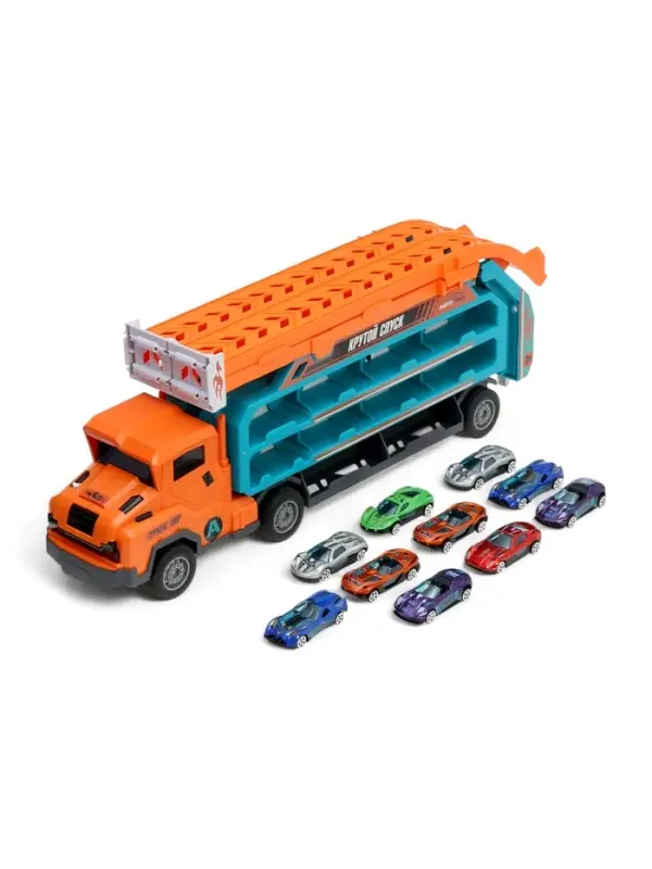 Автоград Автовоз с большой горкой и 10 машинками