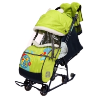 Санки-коляска &laquo;Наши детки 5-1&raquo; с жирафом, цвет лимонный