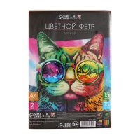 Фетр цветной набор, толщина - 2 мм, формат А4, мягкий, 15 листов, 15 цветов, насыщенные цвета, TOP Фетр цветной набор, толщина - 2 мм, формат А4, мягкий, 15 листов, 15 цветов, насыщенные цвета, TOP
