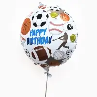 Воздушные шары фольгированные 17" круг "С днем рождения, спорт" набор 5 штук