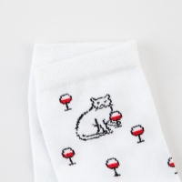 Носки женские &laquo;Киска с бокалом&raquo; цвет белый, размер 23-25