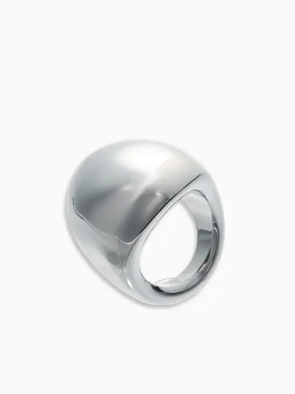 Кольцо пластик "Объемный круг", р-р 17, цвет серебро