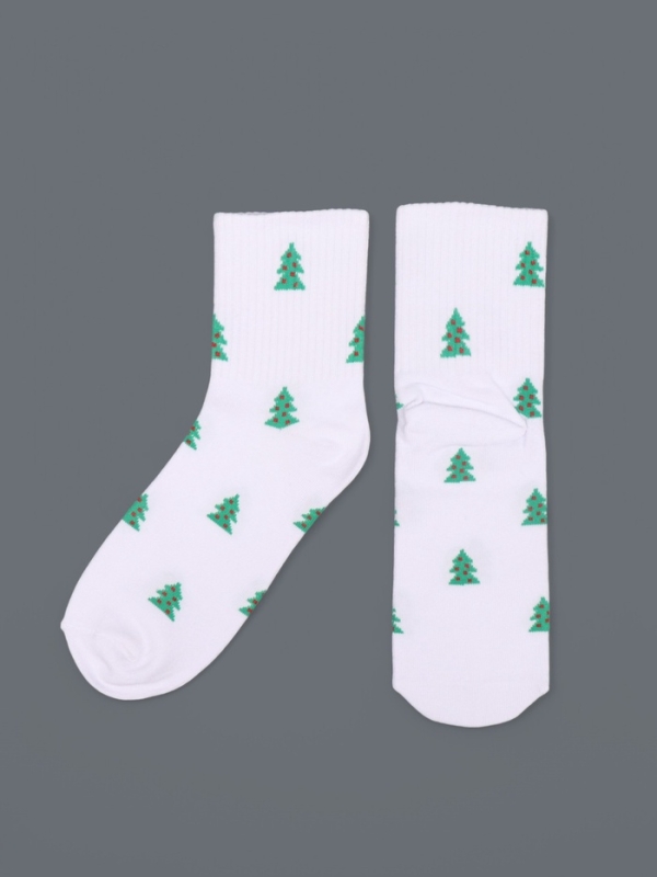 Ноские  женские, белые "Елочки"