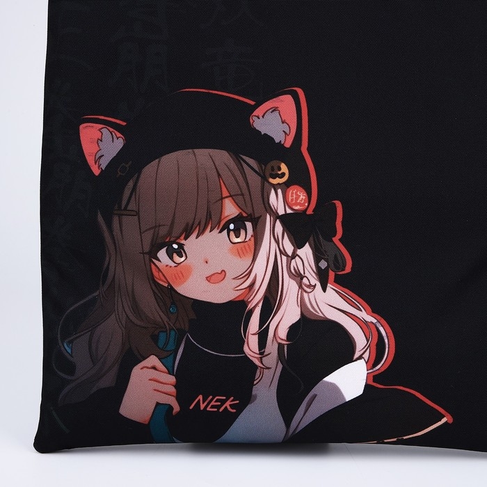 Шопер шопер &laquo;Аниме девочка&raquo;, 35х0.5х40 см, отдел без молнии, без подклада, чёрный