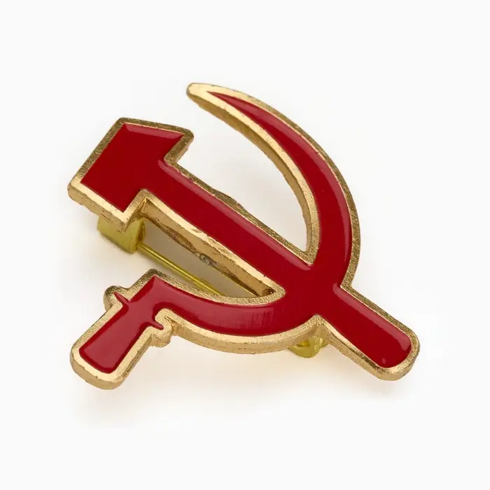Значок &laquo;Серп и молот&raquo;, 3 см, цвет красный в золоте