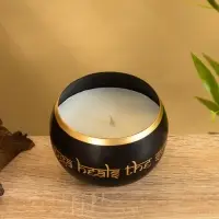 Свеча в чаше Yoga heal the soul чёрная, соевый воск 200 гр 8,5х7 см