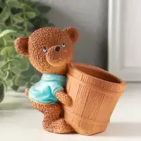 Подставка для мелочей &laquo;Медведь с горшком&raquo; 9&times;10&times;6 см, мультиколор, гипс