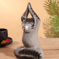 Сувенир интерьерный "Кот-йог" дерево 25 см