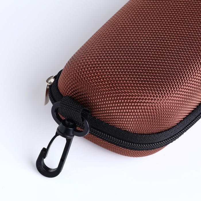 Футляр для очков на молнии, длина 17 см, цвет коричневый Футляр для очков на молнии, длина 17 см, цвет коричневый