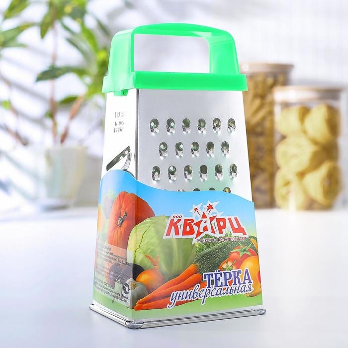 Тёрка Доляна, 4 грани, 11&times;8,5&times;22 см, ручка пластик, цвет МИКС