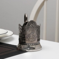 Подстаканник «Космос», d=72мм, никелированный, с чернением Подстаканник «Космос», d=72мм, никелированный, с чернением