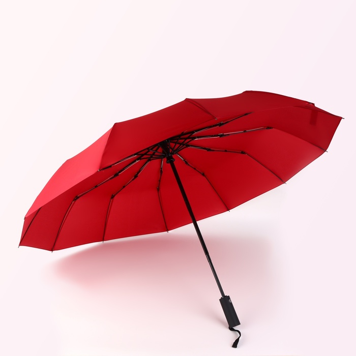 Зонт автоматический &laquo;Lanford&raquo;, 3 сложения, 12 спиц, R = 51/60 см, D = 120 см, цвет красный