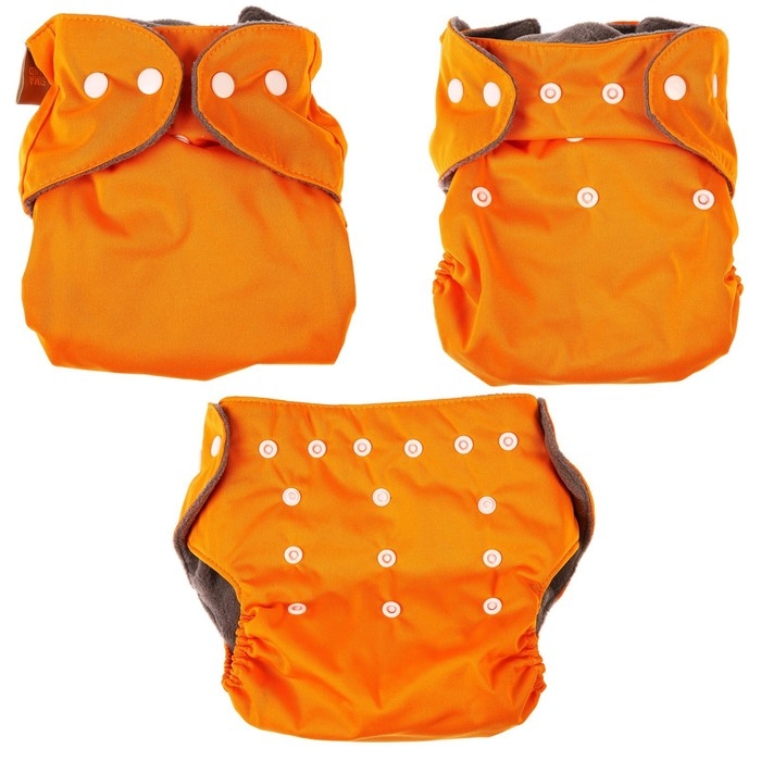 Многоразовый подгузник, 3-15 кг, угольно-бамбуковая ткань, цвет оранжевый, Крошка Я Многоразовый подгузник, 3-15 кг, угольно-бамбуковая ткань, цвет оранжевый, Крошка Я