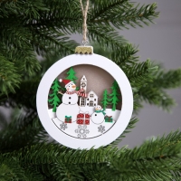 Ёлочная игрушка &laquo;Снеговики в лесу&raquo;, от батареек, свечение тёплое белое